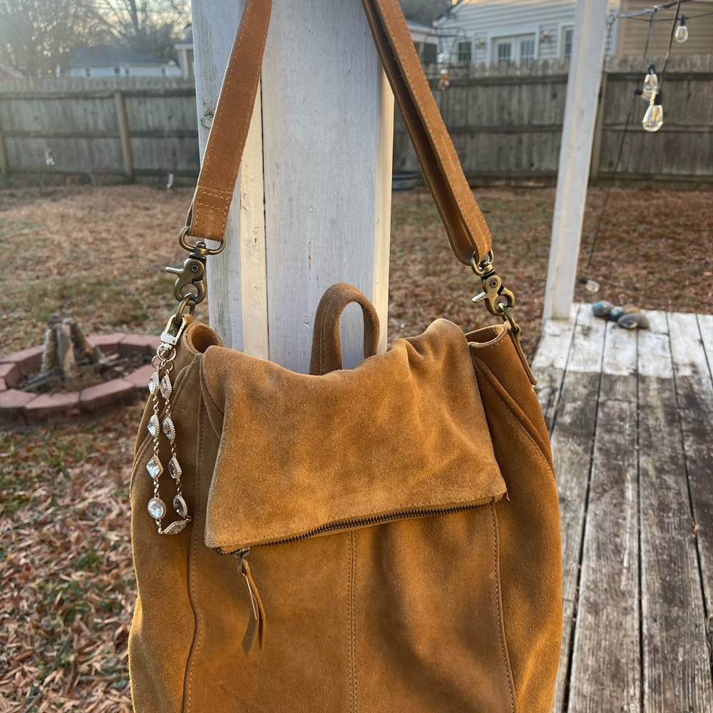 Free People Camel Suede Backpack